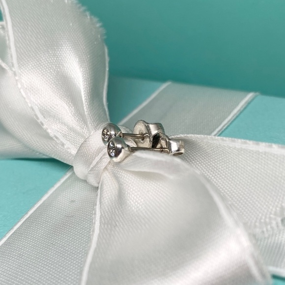 Tiffany & Co Elsa Peretti Diamond Earrings By the Yard .06ct Silver 925 - Picture 6 of 8